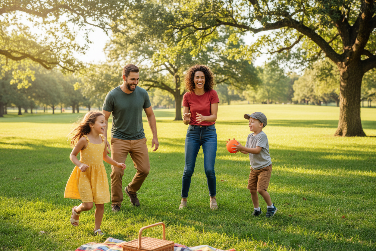 happy family playing